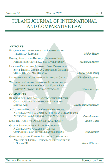 					View Vol. 33 No. 1 (2025): Tulane Journal of International & Comparative Law
				